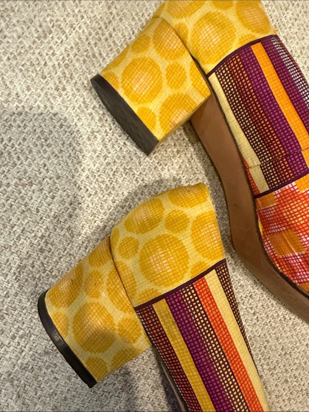 Vintage Pappagallo Orange Yellow Pump Block Heel Approx 8.5–9 (please use meas.)
